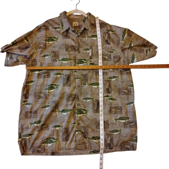 🐟Columbia River Lodge Fishing Shirt 🎣 XL Cotton Angler Print Short Sleeve🚣 - Picture 13 of 15